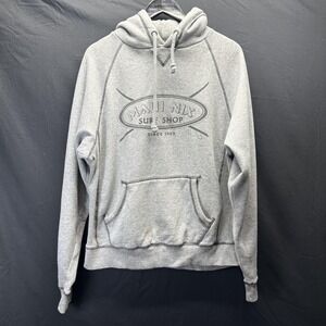 Maui Nix Surf Shop Sweatshirt Mens Medium‎ Gray Hoodie Graphic Pullover Blue 84